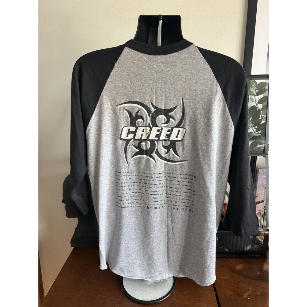 Vintage Y2K Creed Human Clay Tour 3/4 Sleeve Raglan Shirt 2000 Augusta Large